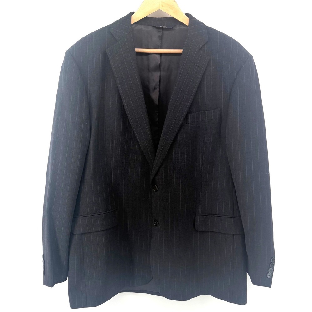 Brooks Brothers 346 Mens 46L Pinstripe Wool Stretch Blazer Charcoal Grey
